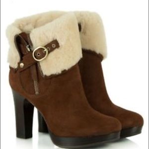 UGG Scarlett Chestnut Suede Shearling Ankle Boot